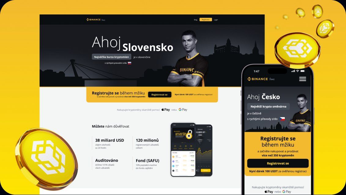 Ukázka webu Binance.cz