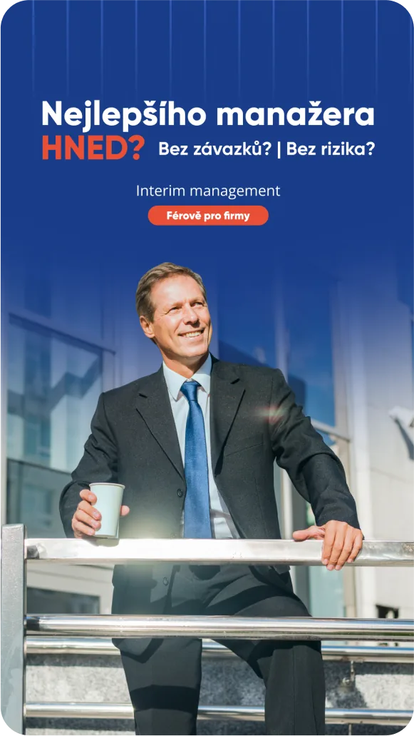 Reklamní kreativy interim managementu s manažery, golfisty a e-bookem, Interim management, obrázek 1