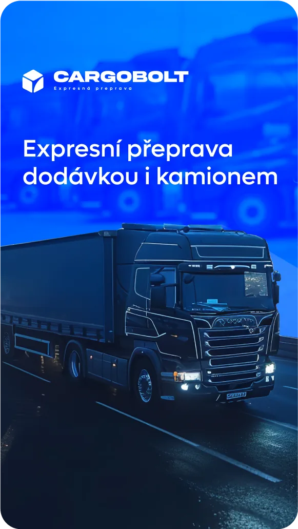 Reklamná kreatíva s nákladným autom pre expresnú prepravu, Expresná preprava, Cargobolt, obrázok 1