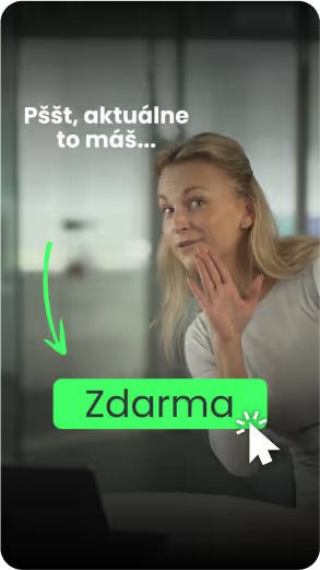Záber z krátkeho videa s hovoriacou a výzvou na ponuku zdarma, Financie B2C, obrázok 1