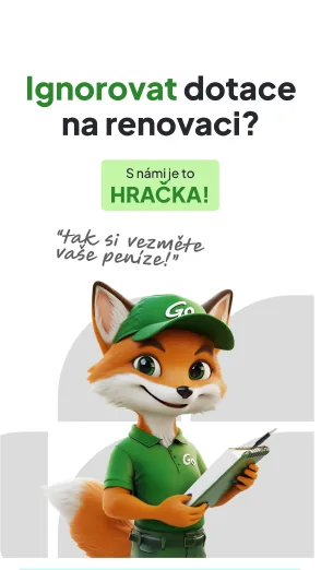 Reklamní kreativy s nabídkou dotací na rekonstrukce, většinou s maskotem lišky, Dotační sektor, DotaceGo, obrázek 2