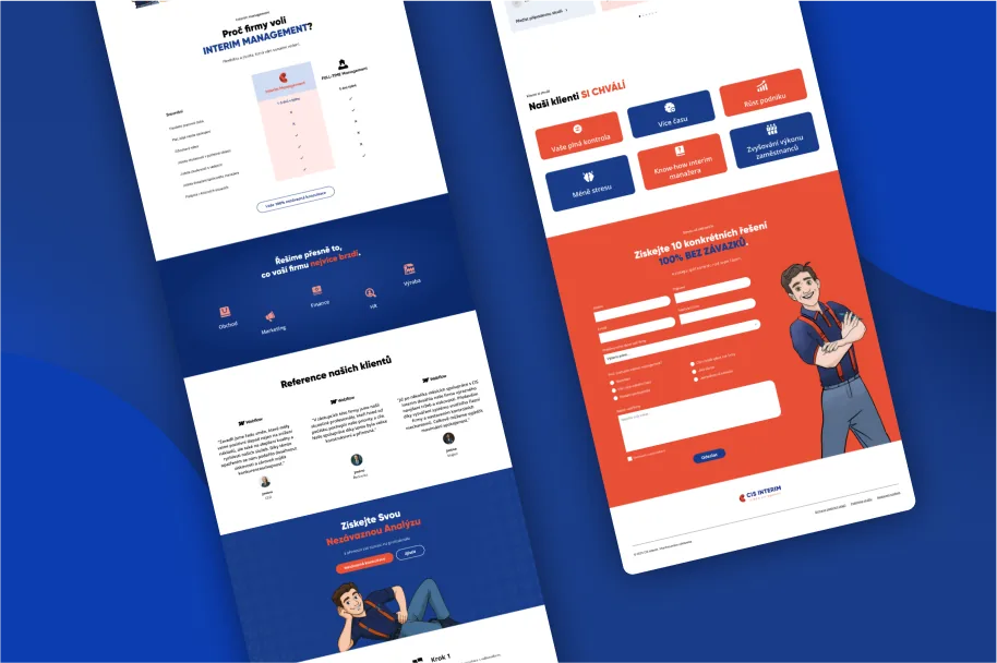Mockupy landing page, e-booku a tyčinky interim managementu, Interim management, obrázek 2
