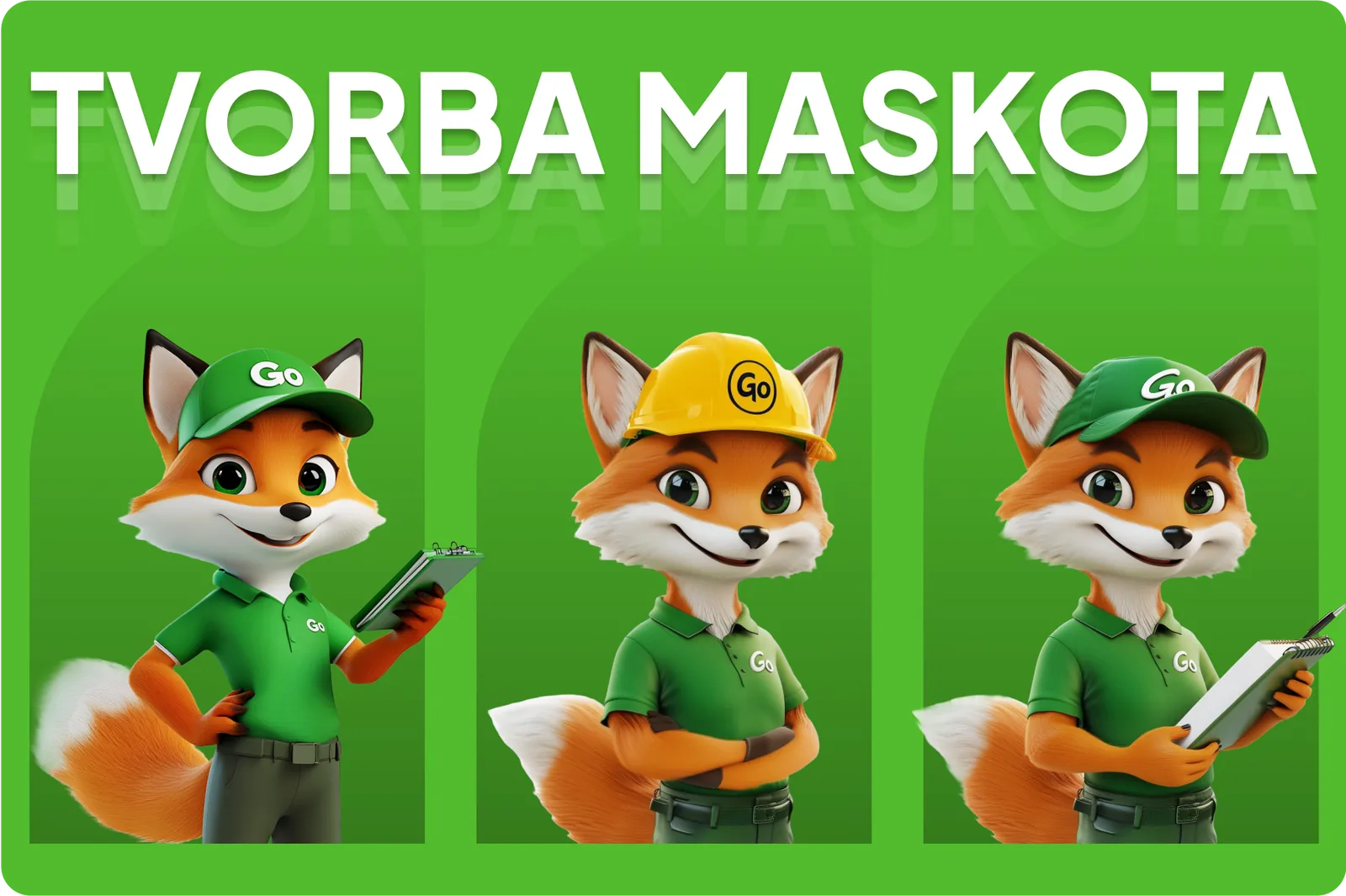 Náhled landing page, reklamní plachta a návrhy maskota lišky, Dotační sektor, DotaceGo, obrázek 3